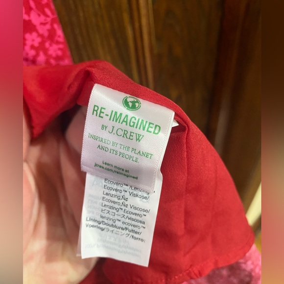 🆕J. Crew-Red & Pink V-Neck Floral Ruffled Faux Wrap Dress NWT, Size 6, lined - Picture 10 of 10